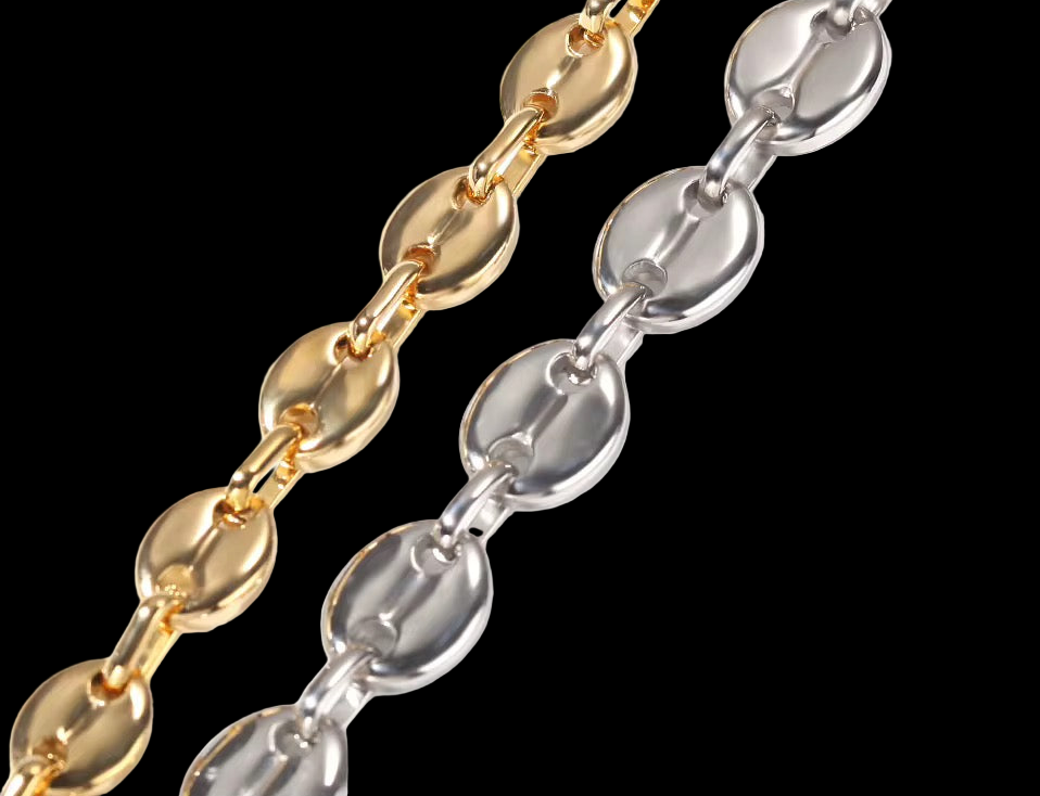 Coffee Bean Link Chain Necklace