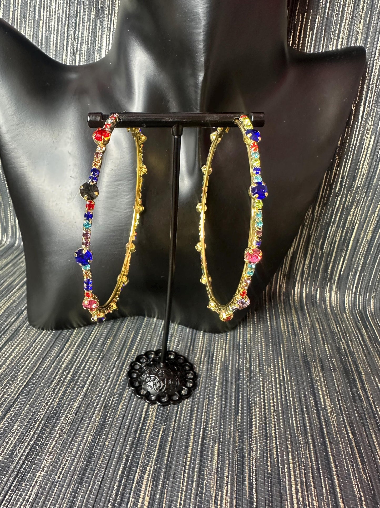Mia-2 Multi Stoned Hoop earrings