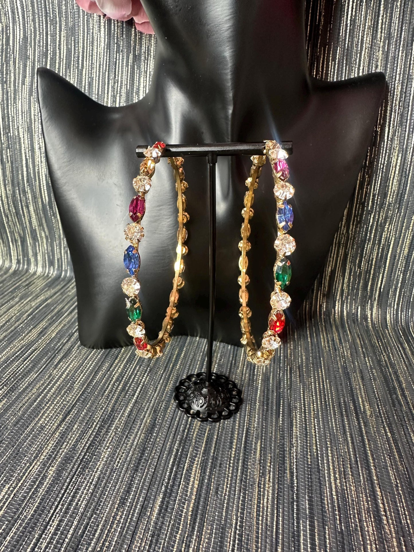 Mia-1 Multi-Stoned Hoop earrings