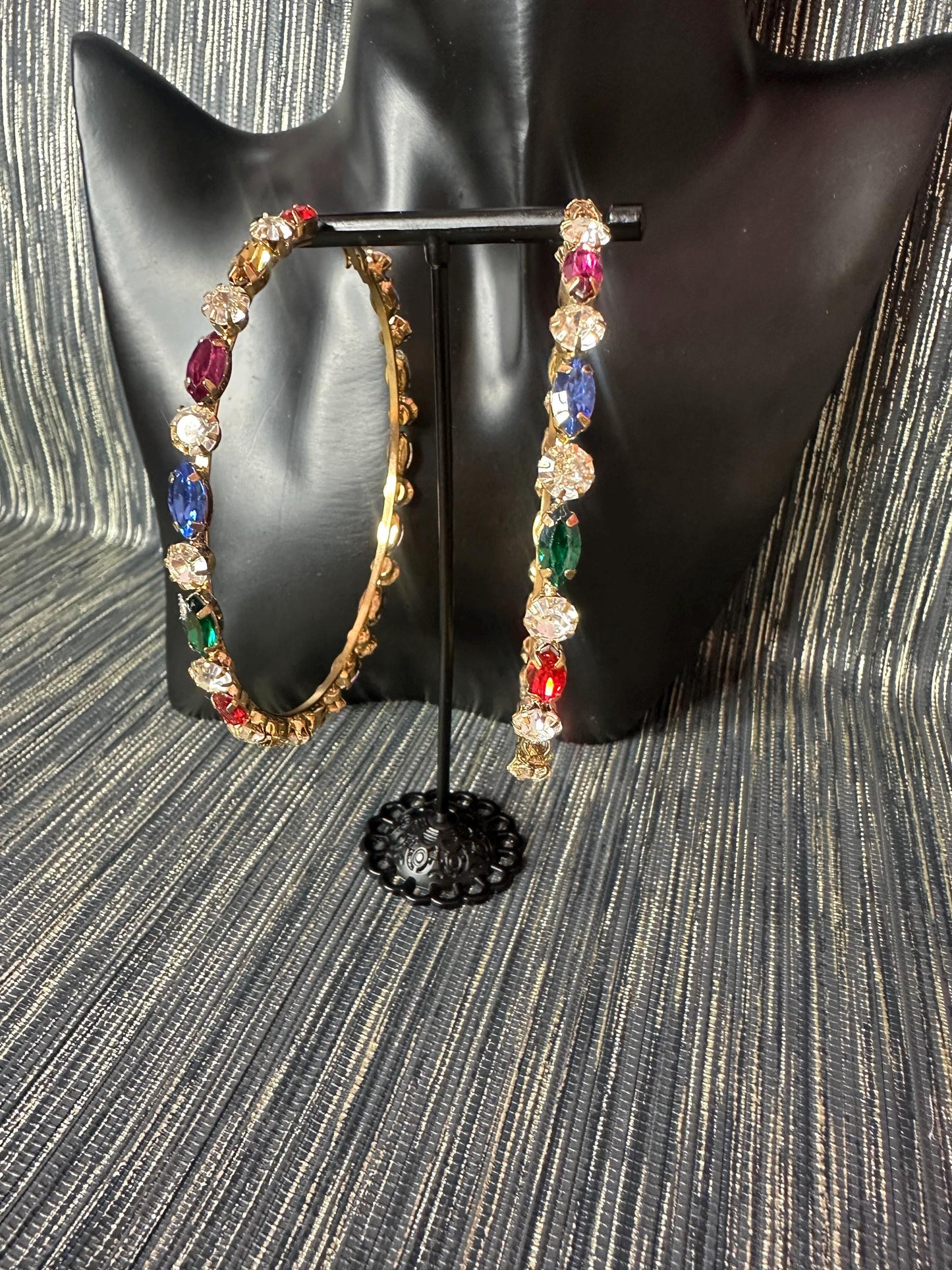 Mia-1 Multi-Stoned Hoop earrings