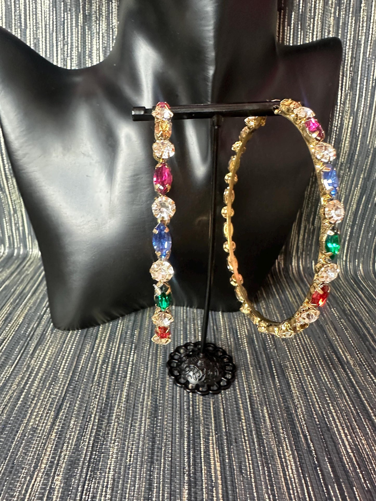 Mia-1 Multi-Stoned Hoop earrings