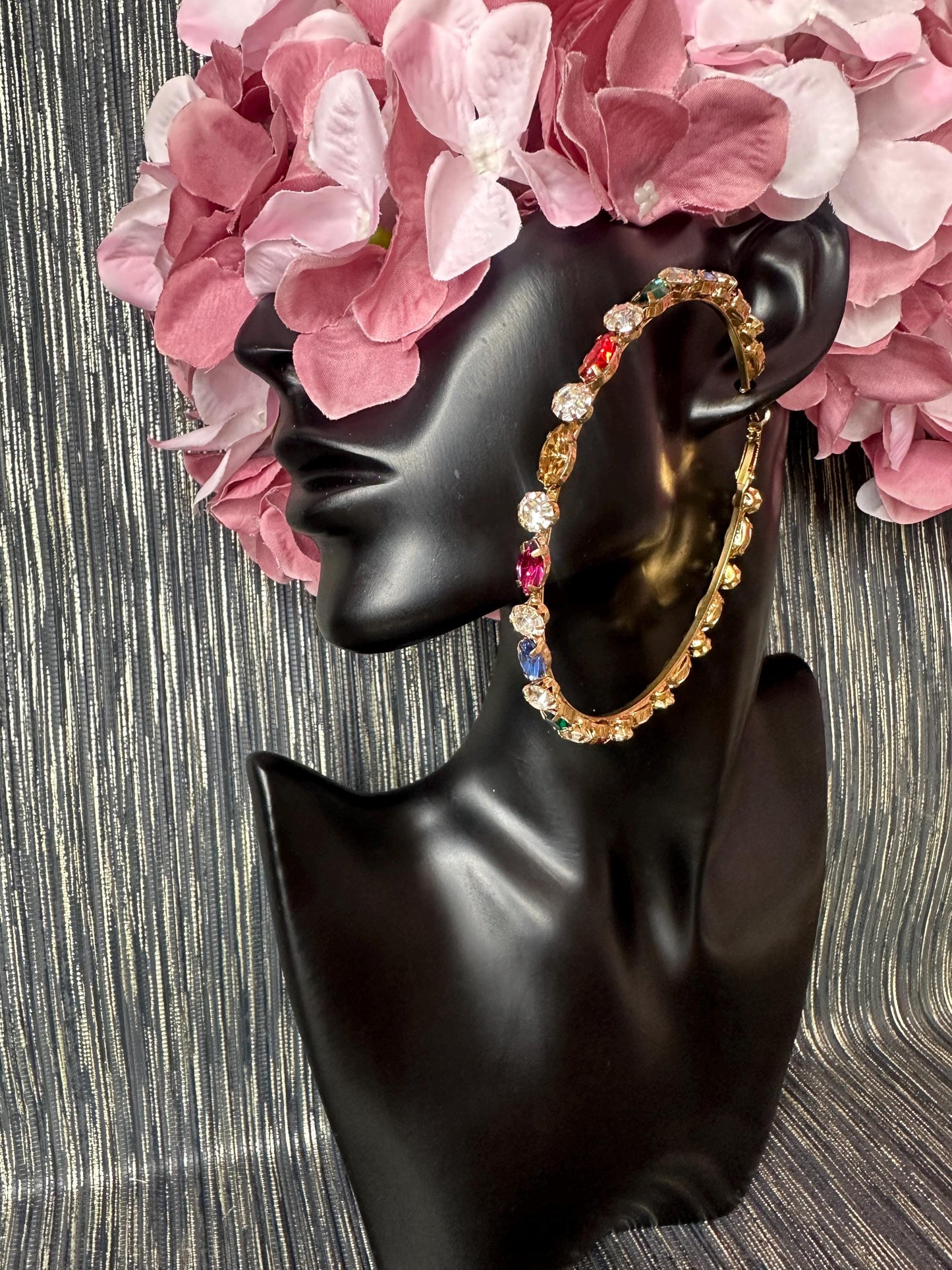 Mia-1 Multi-Stoned Hoop earrings