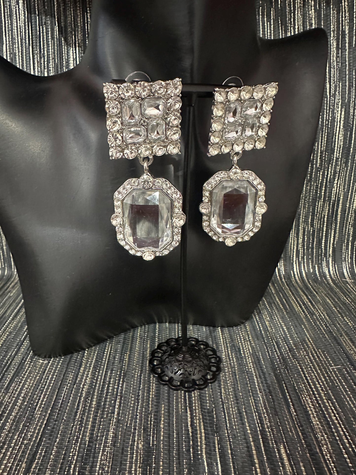 Sparkly Silver Square earrings