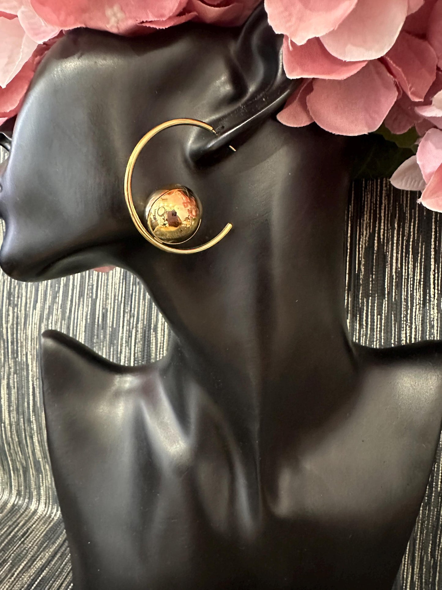 Round Gold Ball Hoop earrings