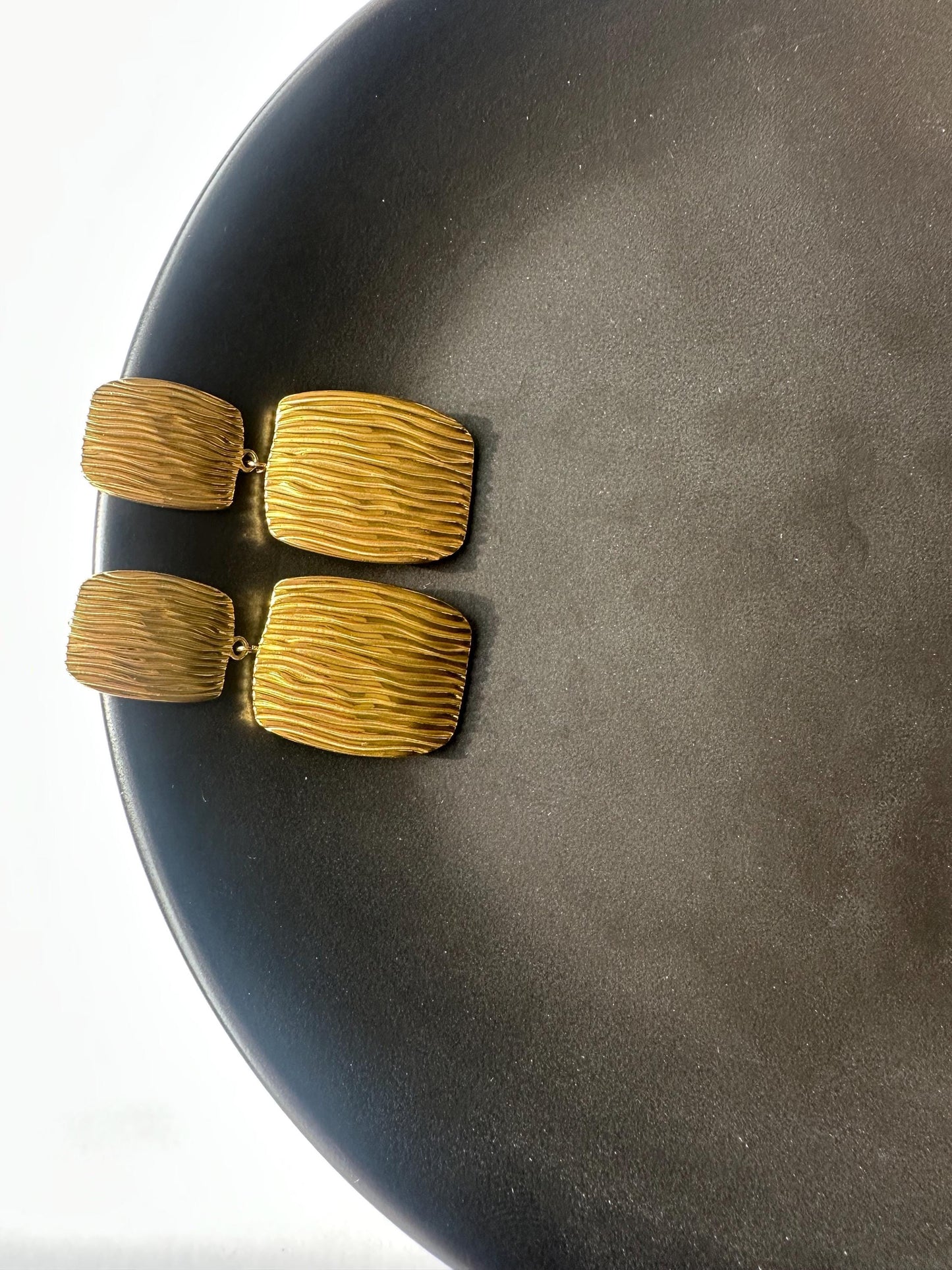 Gold Patterned Tiered earrings
