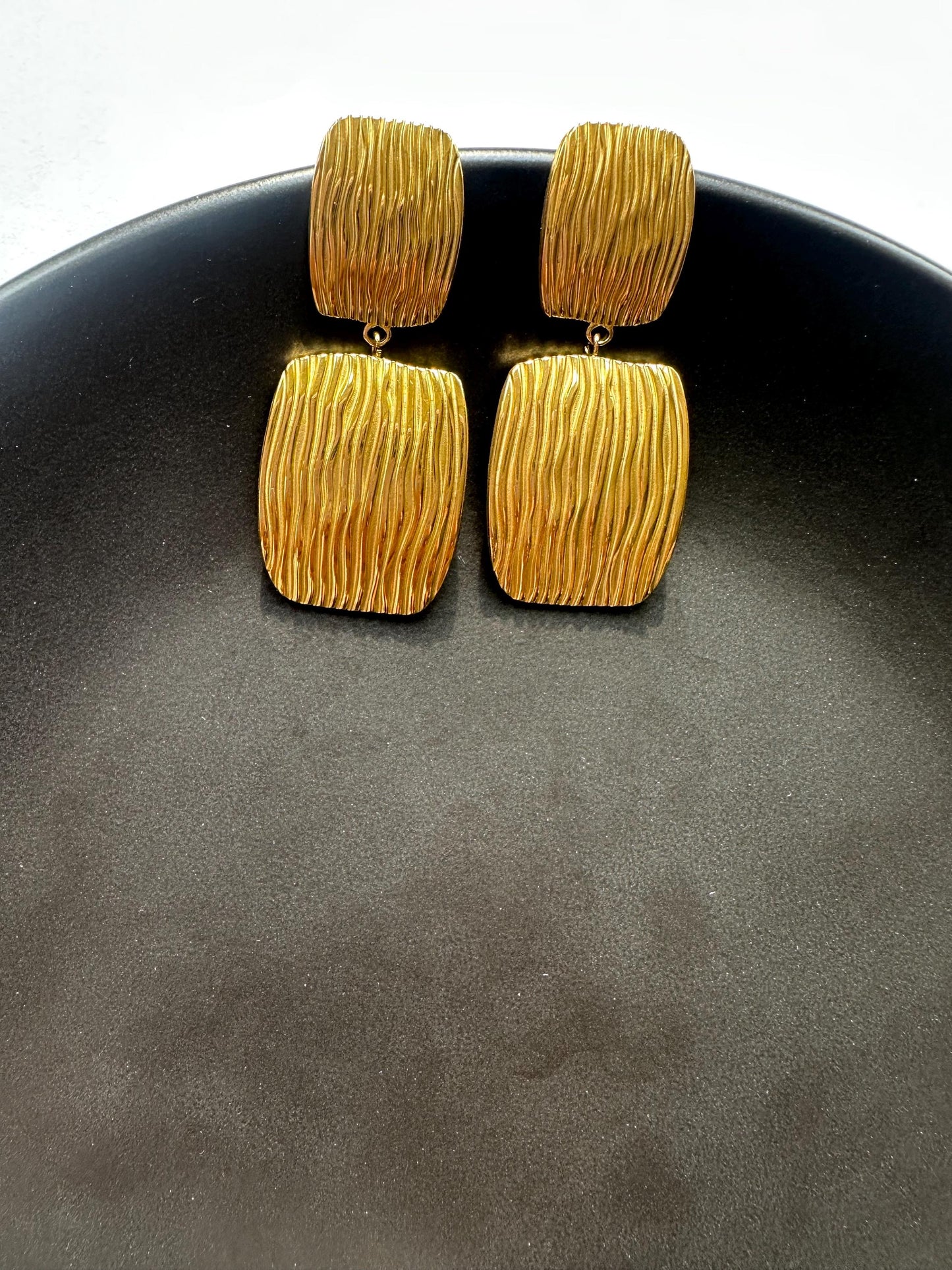 Gold Patterned Tiered earrings
