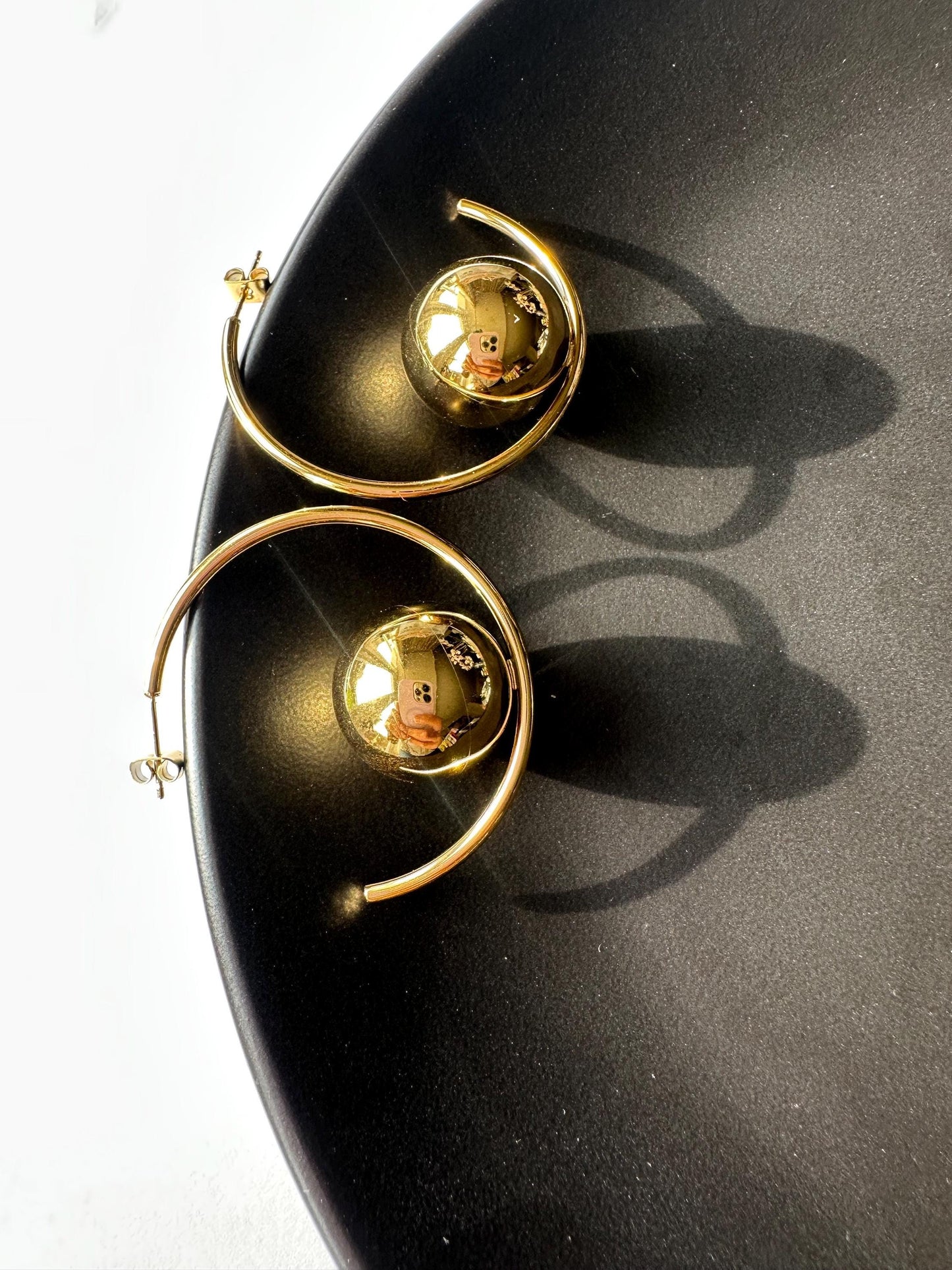 Round Gold Ball Hoop earrings