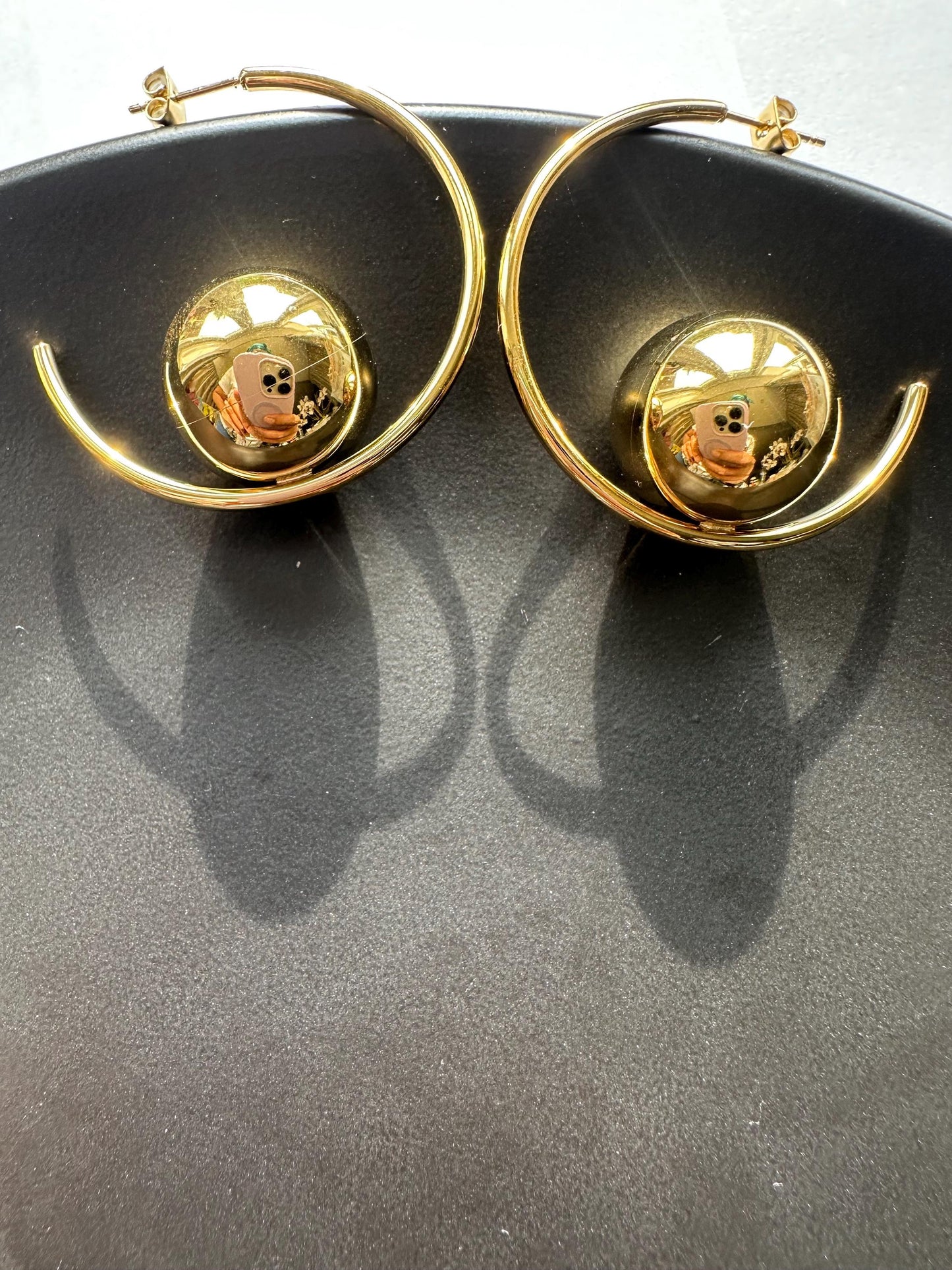 Round Gold Ball Hoop earrings