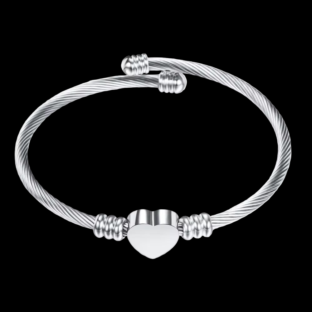 Heart Charm Twisted Bangle