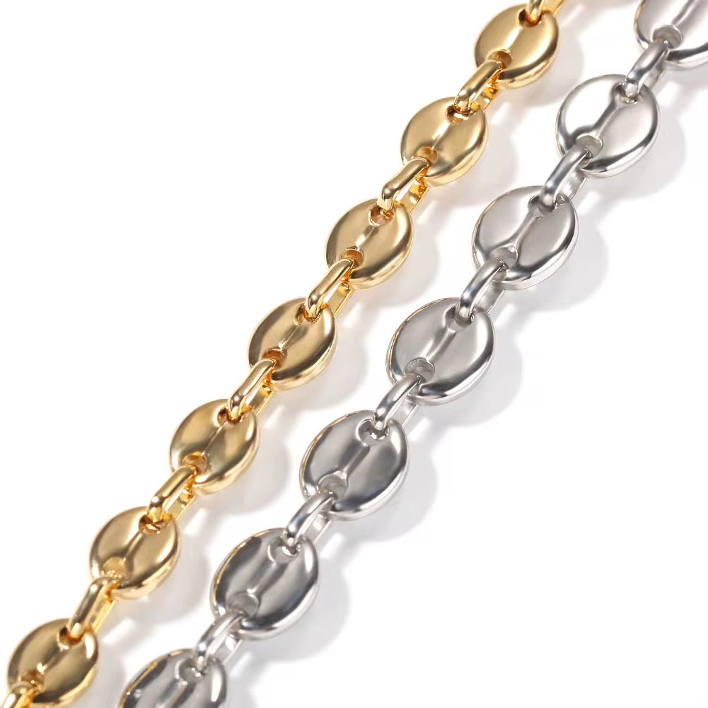 Coffee Bean Link Chain Necklace
