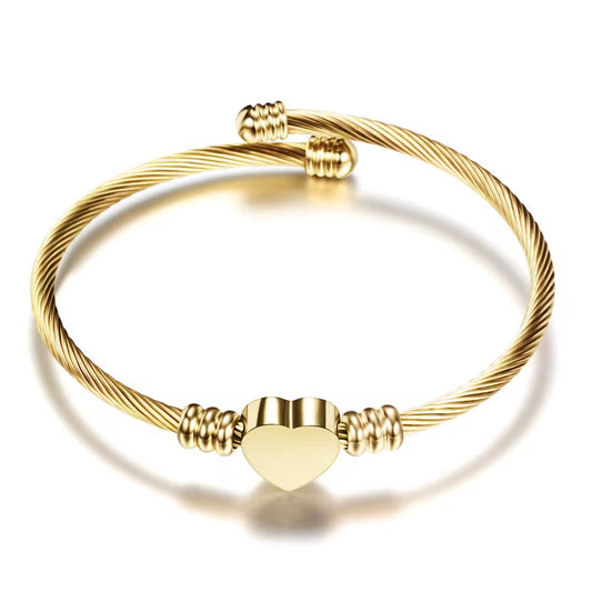Heart Charm Twisted Bangle