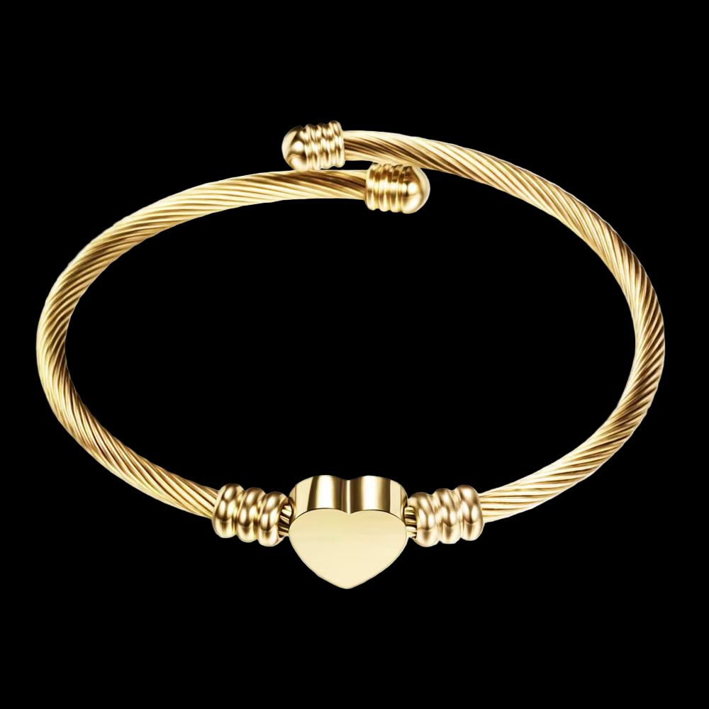 Heart Charm Twisted Bangle