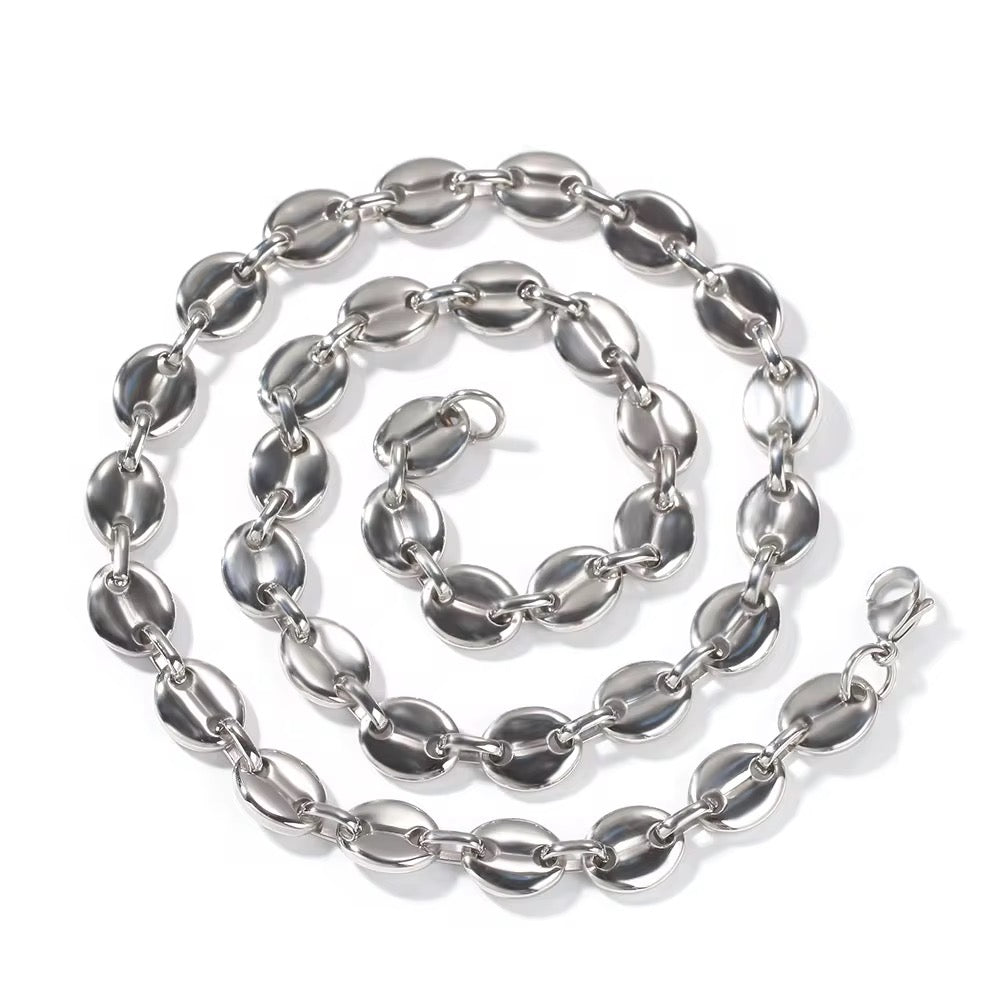 Coffee Bean Link Chain Necklace