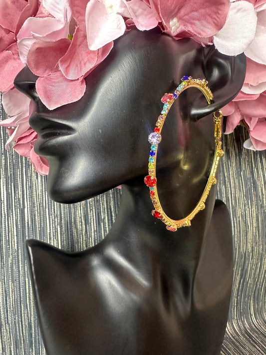 Mia-2 Multi Stoned Hoop earrings
