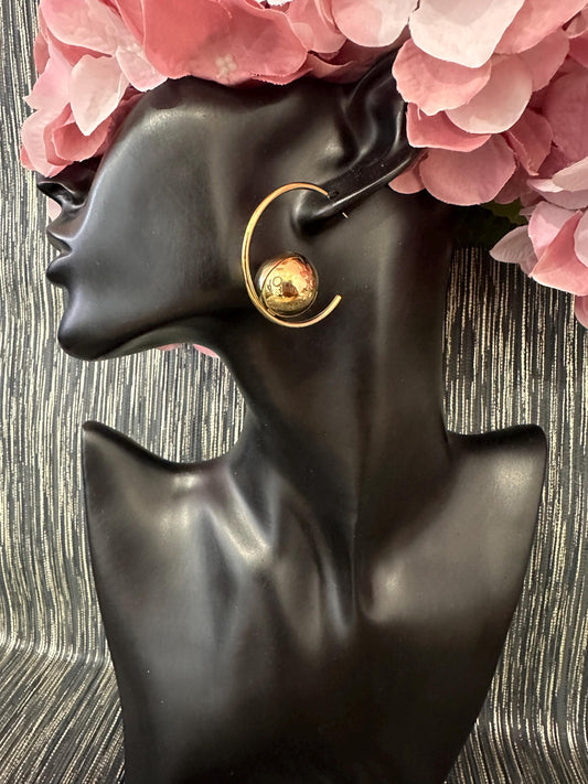 Round Gold Ball Hoop earrings