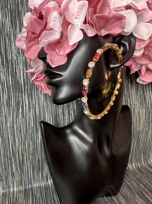 Mia-1 Multi-Stoned Hoop earrings