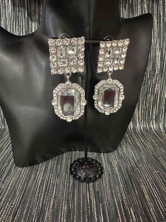 Sparkly Silver Square earrings