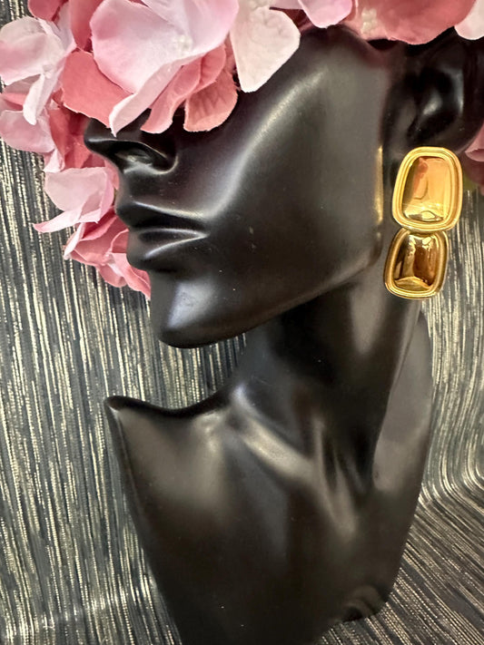 Gold tiered drop dangle earrings